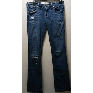 Hollister Social Stretch Jeans Women's Size 7L Distressed Blue Denim  W-28 L-35